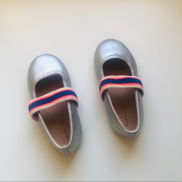 ZARA Baby Metallic Ballet Flats With Elastic - Picture 2 of 5